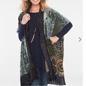 Chico’s animal scroll velvet burnout Ruana wrap
